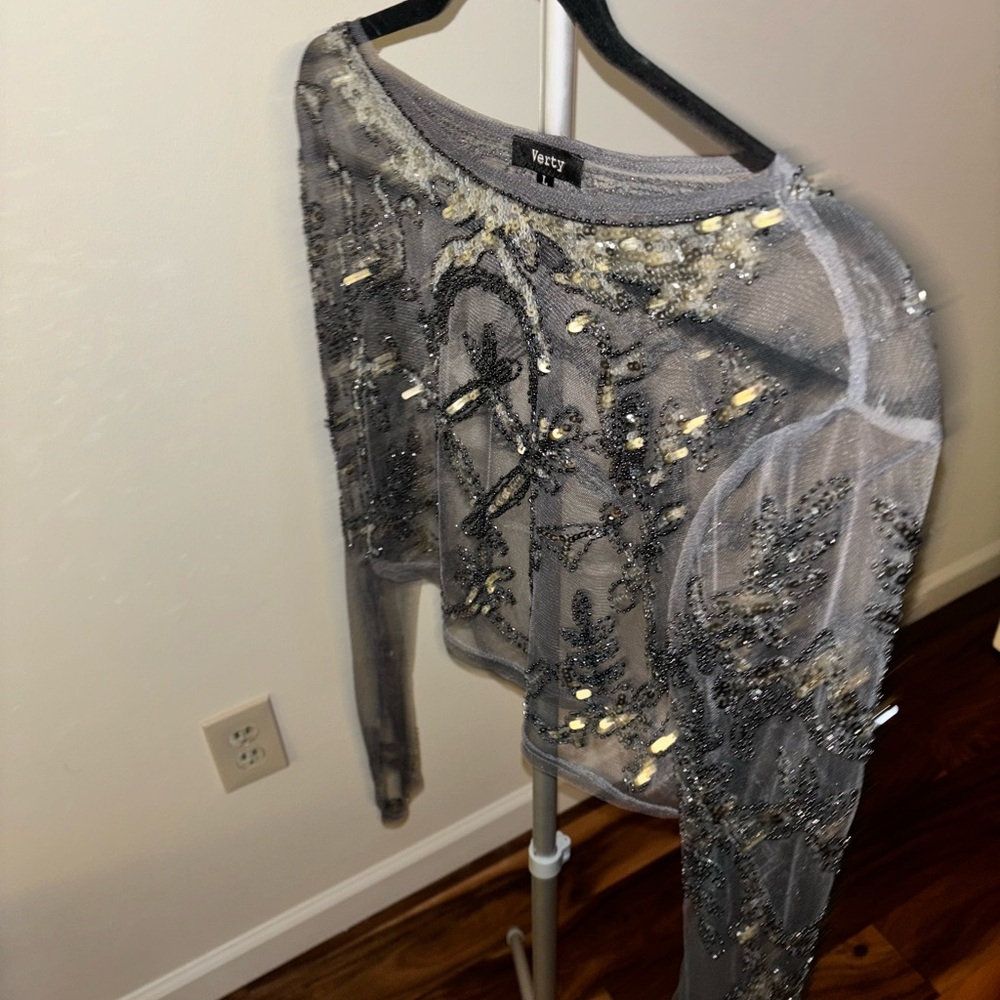 Verty Sequined Sheer Top